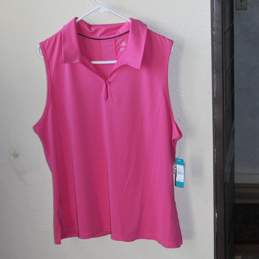 LILLIE GREEN Womens Sz X-Large Pink Sleeveless Athletic Golf Polo Collar Shirt